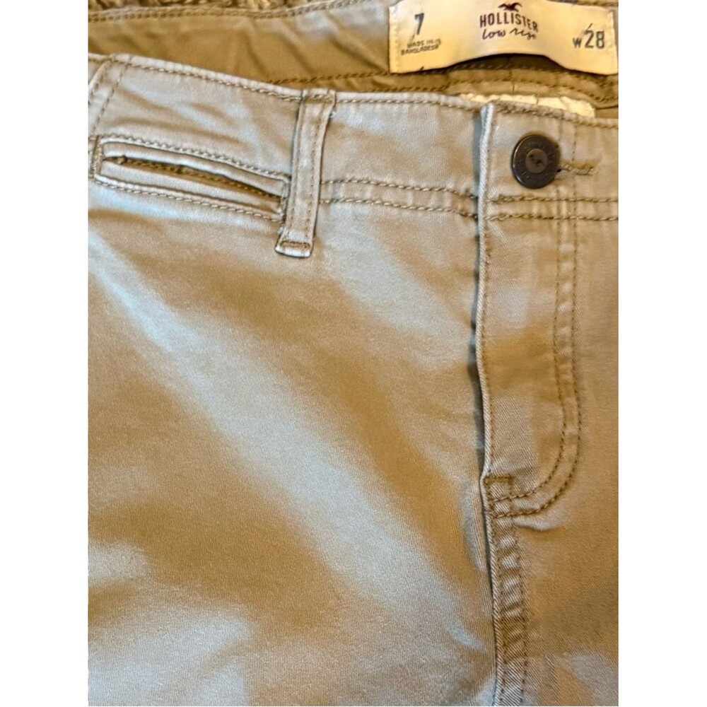 Hollister Low Rise Khaki Chino Pants Womens Juniors 7 W28 Slim Fit Beige Casual - Picture 4 of 6